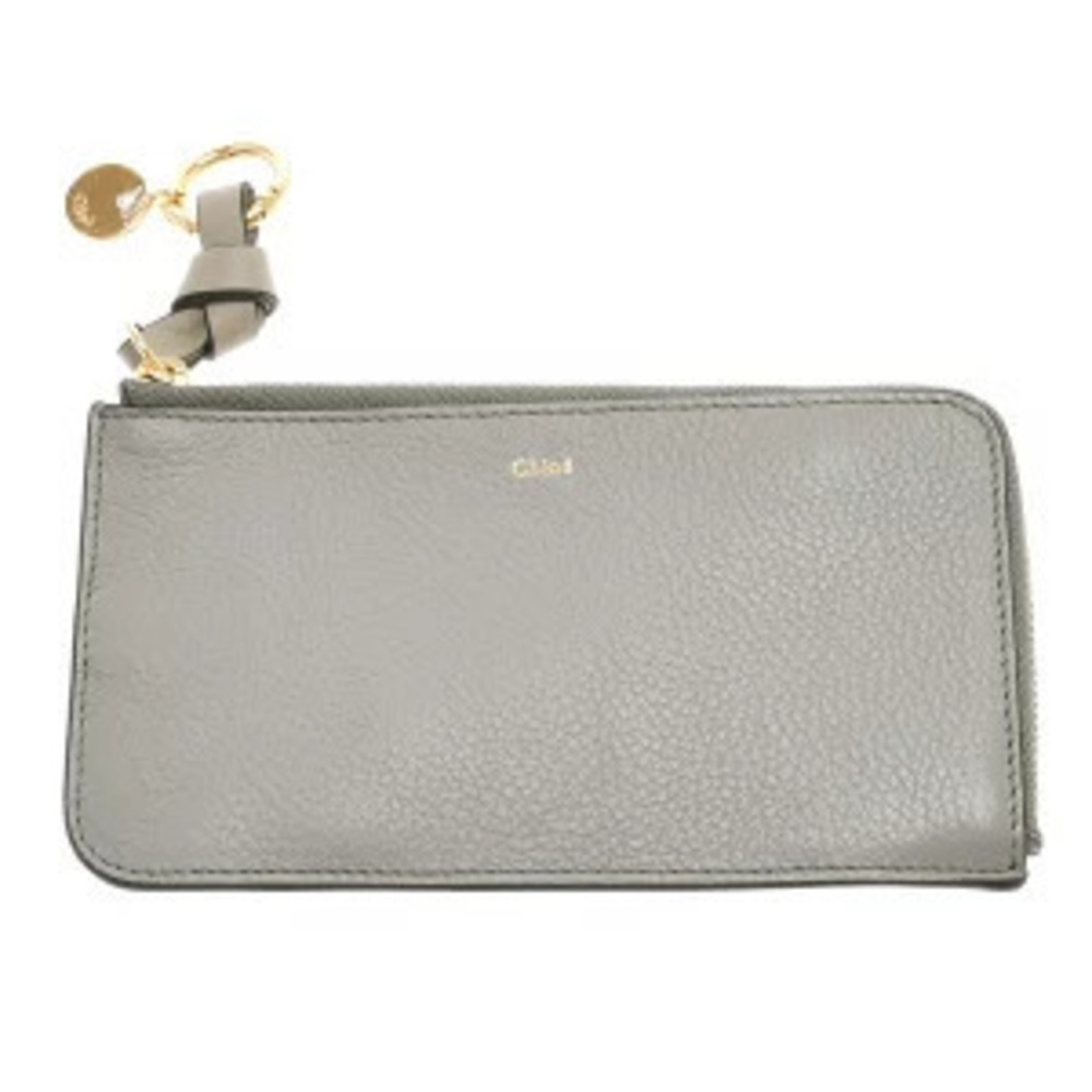 Chloe Alphabet Keyring Gray Leather Coin Purse